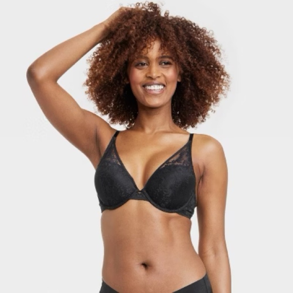 Elegant Black Lace Bra THE sublime push-up plunge coverage underwire bra 40DD